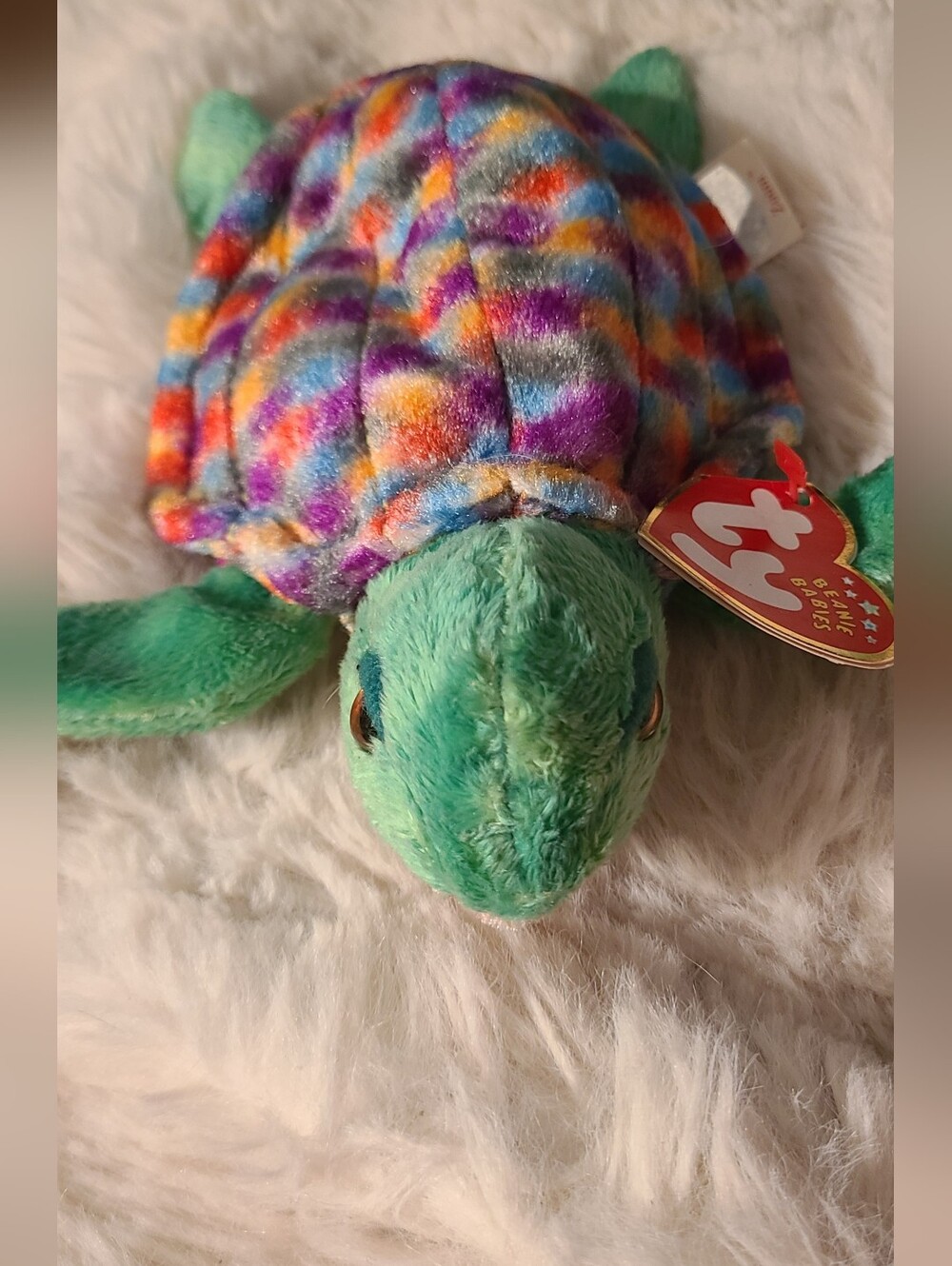 Ty BEANIE BABIES ZOOM Multicolor Shell Green Plush Turtle